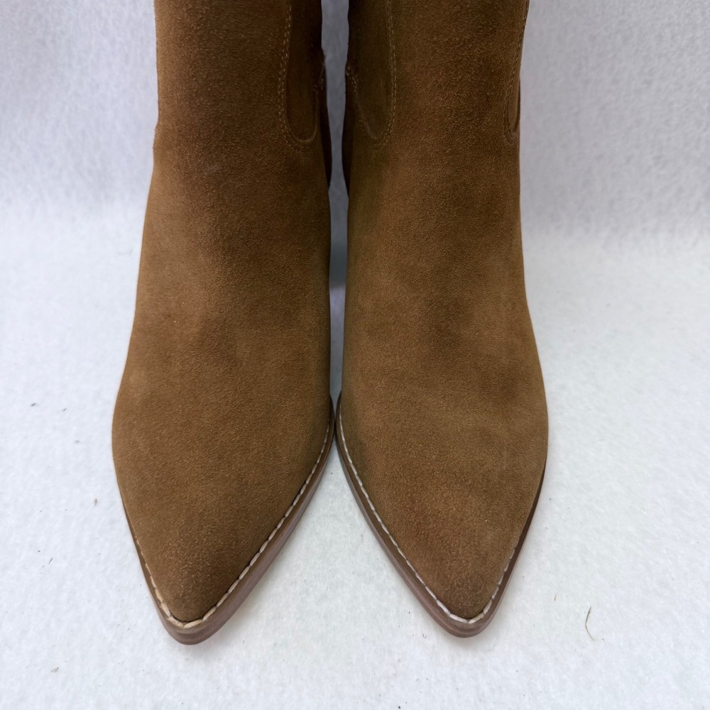 Nine West Bromwel Womens Med Natural Brown Suede Pointy Toe Block Heel Boots 9M - Picture 15 of 16